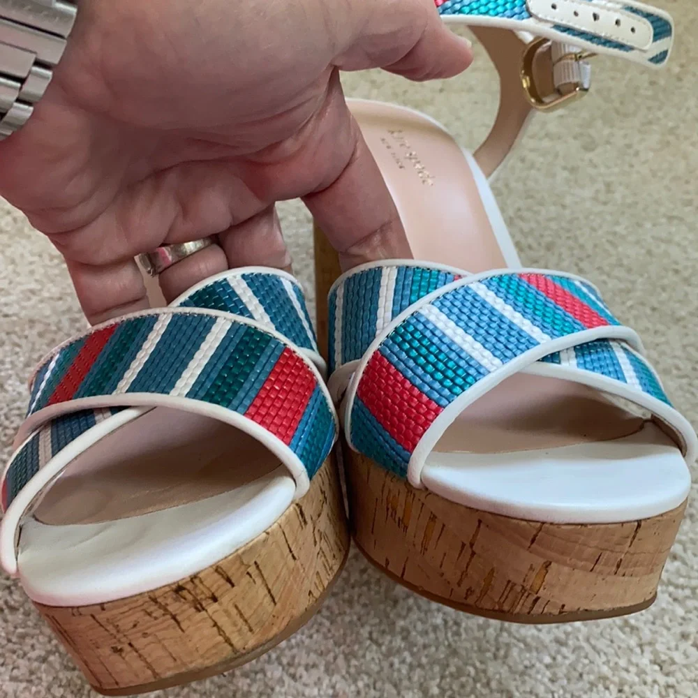 Like new Kate Spade Grace Raffia platform wedges